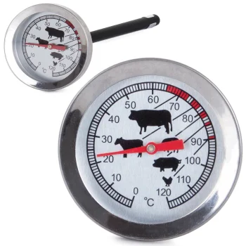 Mėsos termometras su zondu, 0-120°C, sidabrinis