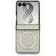 Guess Magnetic Ring Stand Grained Classic Logo MagSafe dėklas Samsung Galaxy Z Flip 8, smėlio