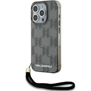 Karl Lagerfeld dėklas iPhone 15 Pro Max su virvele, juodas