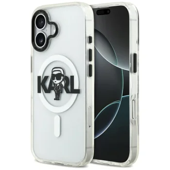 Karl Lagerfeld IML Karl Sketch Logo MagSafe dėklas telefonui iPhone 17, skaidrus