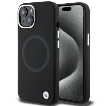 BMW Signature Liquid Silicone MagSafe dėklas telefonui iPhone 15, juodas