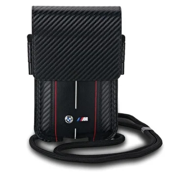 BMW Carbon & Red Stripe telefono krepšelis, juodas