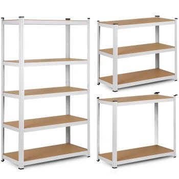 Humberg 4841 Metal Storage Shelving Unit 150x75x30 cm, White