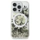 Guess iPhone 16 Pro Case Liquid Glitter Flower MagSafe, Beige