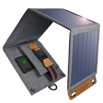 Choetech sulankstomas kelioninis saulės įkroviklis 14W USB, pilkas
