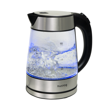 Huslog Electric Kettle AK-0537, 1.7L Glass Tea Kettle with LED, 2200W Fast Boil