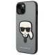 Karl Lagerfeld Saffiano Karl\'s Head Patch dėklas iPhone 14 Plus / 15 Plus, sidabrinis