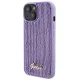 Guess dėklas iPhone 15 telefonui Sequin Script Metal, violetinis