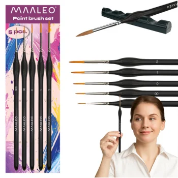 Maaleo 5-Piece Paint Brush Set with Stand, Black