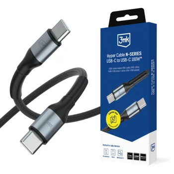 3mk Hyper Cable N-SERIES USB-C į USB-C laidas 100W 3m, juodas