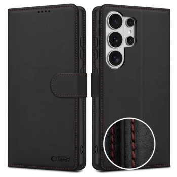 Tech-Protect Wallet atverčiamas dėklas Samsung Galaxy S26 Ultra, juodas/raudonas