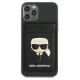 Karl Lagerfeld Saffiano Karl\'s Head MagSafe dėklas kortelėms, juodas