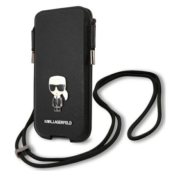 Karl Lagerfeld Saffiano Ikonik Karl 6.1" krepšelis telefonui, juodas