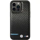 BMW Leather Carbon dėklas iPhone 13 Pro / 13 telefonui, juodas