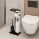 Modernhome pastatomas tualeto popieriaus laikiklis su šepečiu, juodas