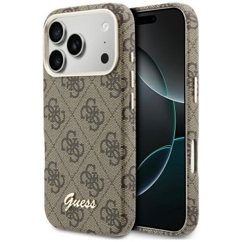 Guess 4G Script MagSafe dėklas iPhone 17 Pro Max telefonui, rudas
