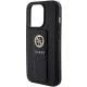 Guess Grip Stand 4G Saffiano Strass dėklas, skirtas iPhone 15 Pro Max, juodas