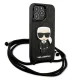 Karl Lagerfeld Leather Monogram Patch and Cord dėklas iPhone 13 Pro / 13, juodas