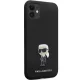 Karl Lagerfeld dėklas iPhone 11 telefonui Silicone Ikonik Metal Pin, juodas