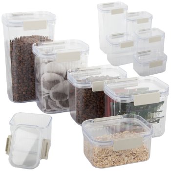 Maisto produktų indelių rinkinys su sandarikliu (5 vnt.), skaidrus