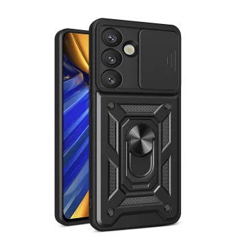 Hybrid Armor Camshield dėklas Samsung Galaxy S25, Juodas