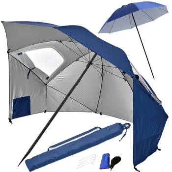 Folding 2-in-1 Beach Umbrella and Tent with UV Filter, 240 cm
