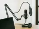 Studijinio USB kondensatorinio mikrofono rinkinys su stovu ir pop filtru, juodas