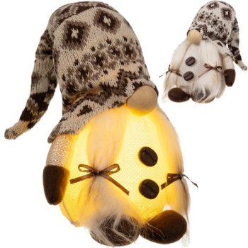 Ruhhy Standing Gnome with LED Light, 33 cm, Grey/Brown