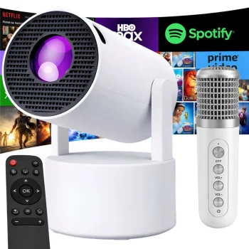 Išmanusis LED projektorius HY-300 PRO su Android TV 11.0 ir mikrofonu