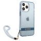 Guess dėklas iPhone 13 ir iPhone 13 Pro su virvele, mėlynas