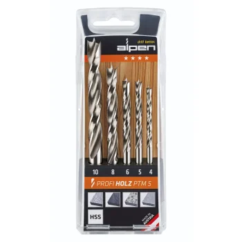 Medienos grąžtų rinkinys Alpen PTM 5 Profi Holz, 5 vnt. (4-10 mm)