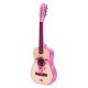 ECOTOYS didelė medinė gitara vaikams, 6 stygų, rožinė