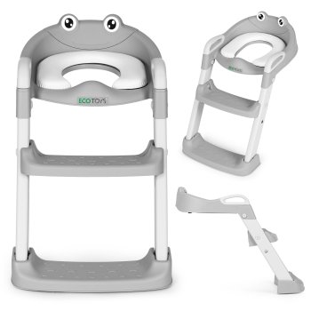 Ecotoys Kids Toilet Training Seat with Step Stool, Grey