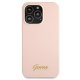 Guess Silicone Script Gold Logo MagSafe dėklas iPhone 13 / 13 Pro šviesiai rausvas