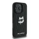Karl Lagerfeld Monogram Choupette Head Pin dėklas iPhone 16 Pro, juodas