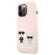 Karl Lagerfeld Silicone Karl & Choupette MagSafe dėklas, skirtas iPhone 13 Pro Max, rožinis