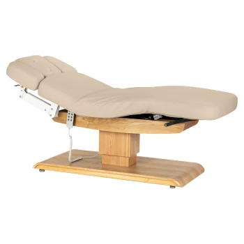 Elektrinė SPA kušetė Sillon Relax, 63–87 cm, smėlio spalvos su mediniu pagrindu