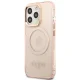 „Guess Gold Outline Translucent MagSafe“ dėklas „iPhone 13 / 13 Pro“, rožinis
