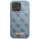 Guess dėklas iPhone 14 Pro su 4G Logo Plate MagSafe, mėlynas