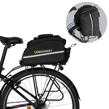 Wozinsky Large Bike Rack Bag 35L with Rain Cover, Black