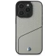 BMW dėklas iPhone 16 Pro telefonui Sign Leather Textured and Line MagSafe, pilkas