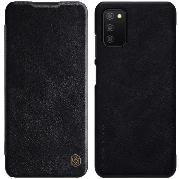 Atverčiamasis dėklas Nillkin Qin telefonui Samsung Galaxy A03s, juodas