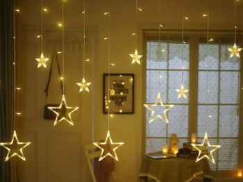 Lights Star Garland Light Curtain 138 LED Outdoor Indoor, Warm color