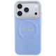 Dėklas Guess Saffiano Peony & Ring MagSafe telefonui iPhone 17 Pro / 18 Pro, šviesiai mėlynas