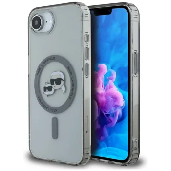 Karl Lagerfeld IML Metal Karl & Choupette MagSafe dėklas iPhone 16e, juodas