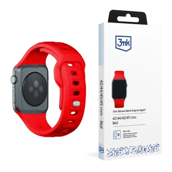 Silikoninis laikrodžio dirželis 3mk Apple Watch 42 / 44 / 45 / 49 mm, raudonas