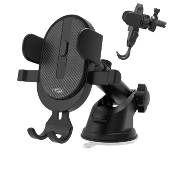 XO C60 universalus automobilinis telefono laikiklis, juodas