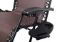 Garden Beach Deck Chair Folding Sunbed with Canopy and Cup Holder, Brown