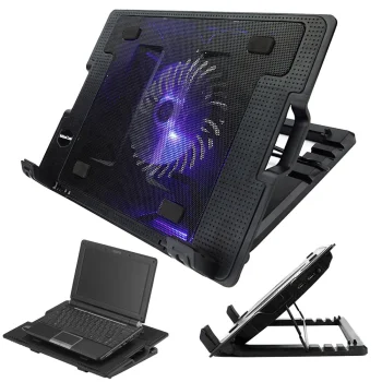 Aušinimo stovas nešiojamam kompiuteriui su LED apšvietimu 17", juodas