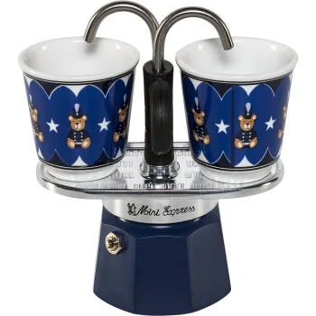 Bialetti MINI Express Joyful Memories Espresso Maker Set, Blue/Silver